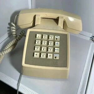 Vintage AT&T 100 Beige Push Button Desk Telephone Untested